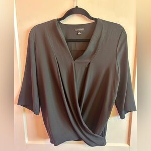 Ann Taylor Black Draped V-Neck Blouse